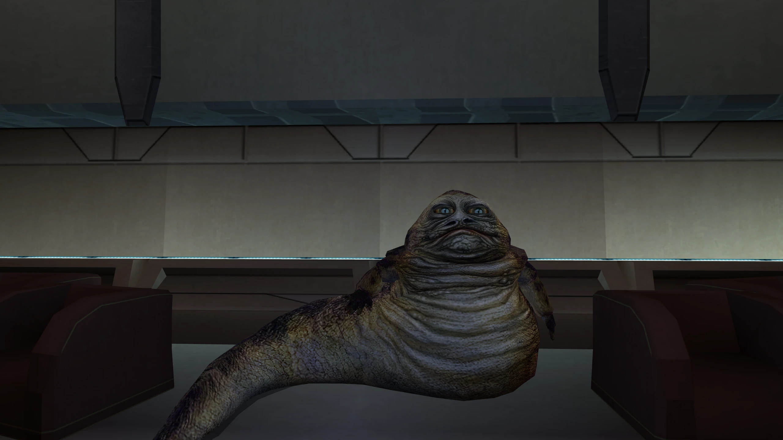 Ajuur the Hutt in the Upper City cantina on Taris.