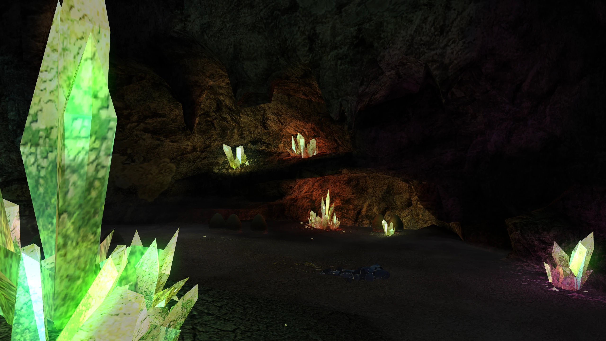 The same cave, with the crystals rendering properly.