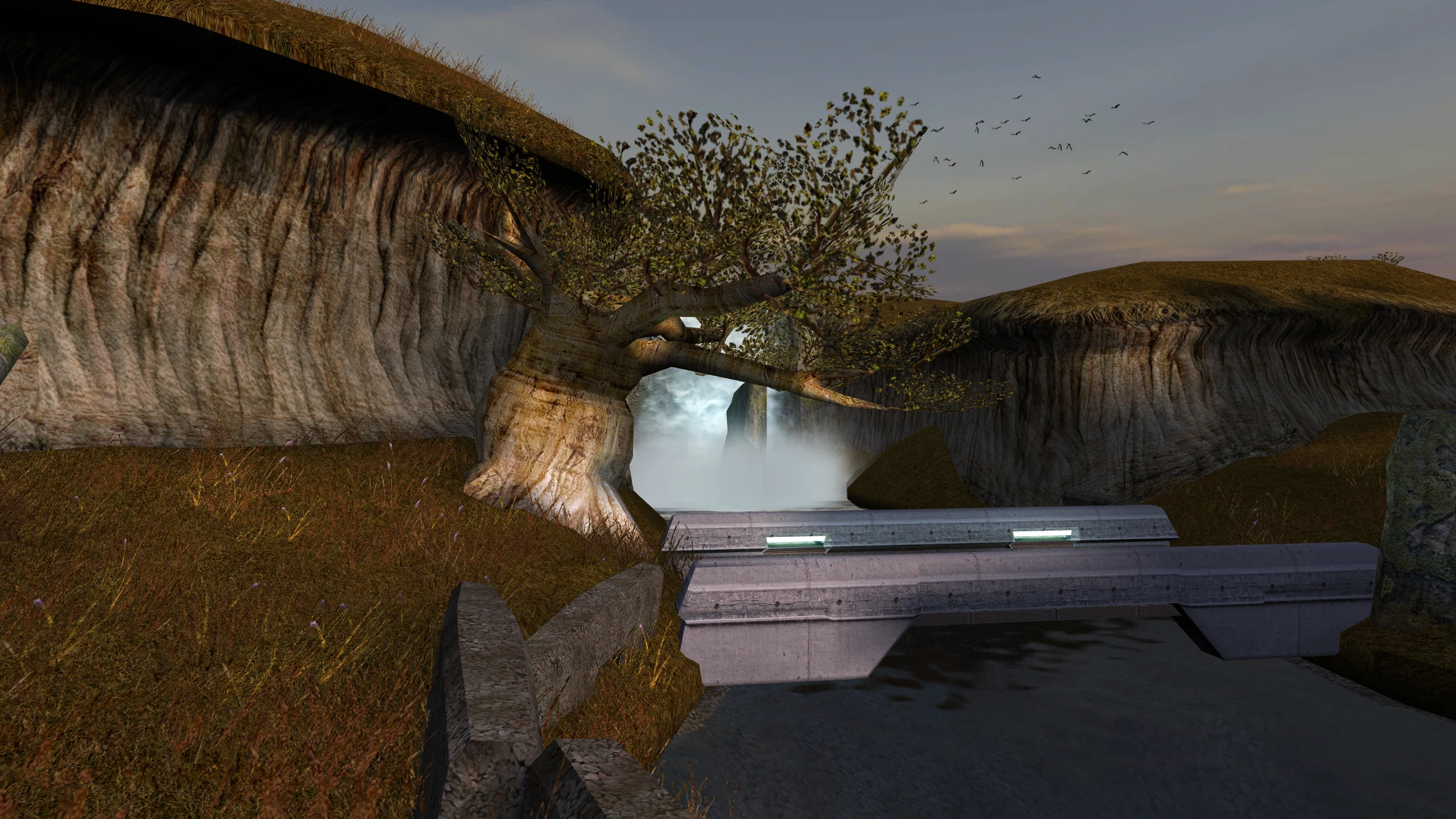 The same river, with the water semi-transparent and shaded as intended.
