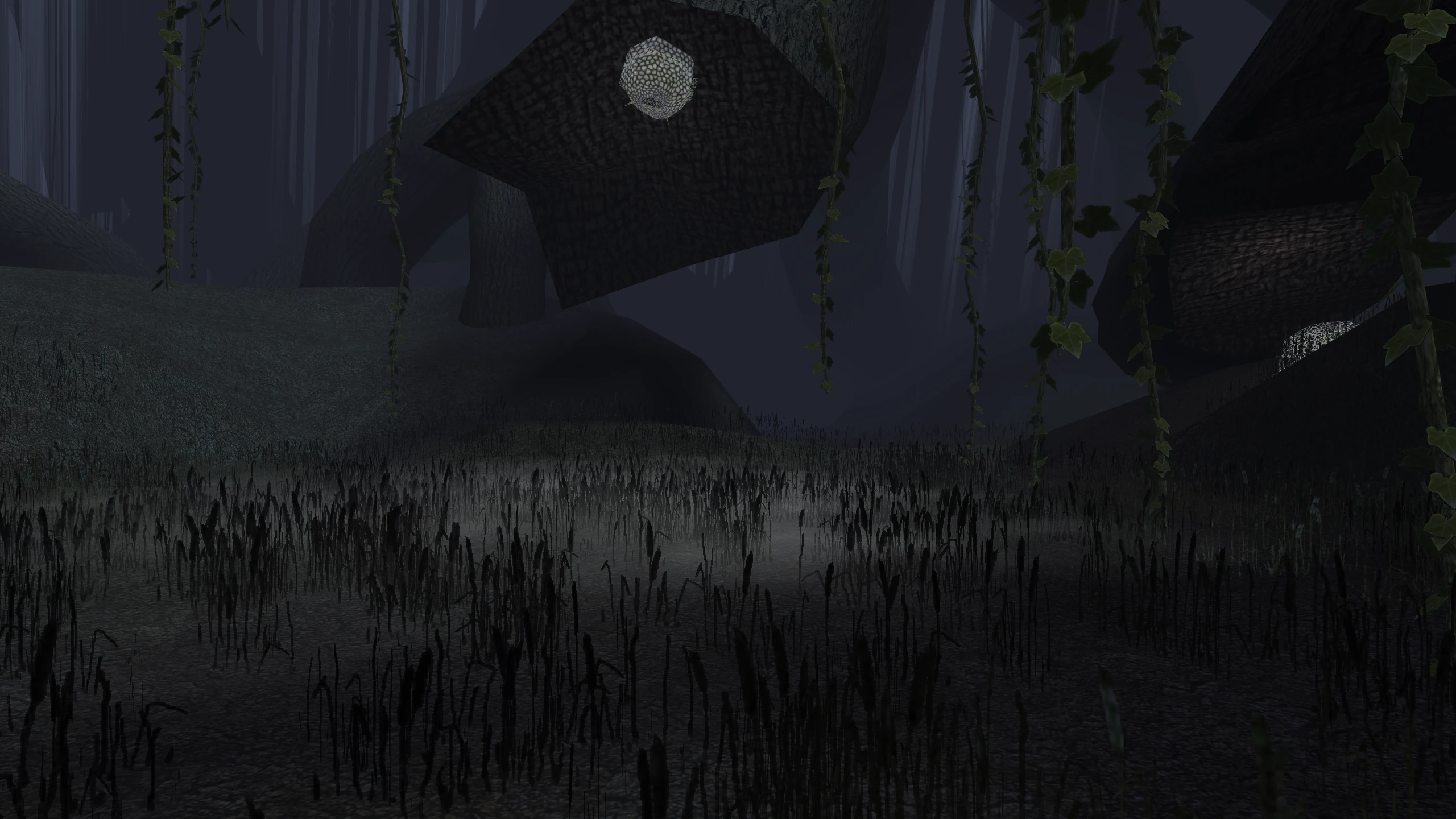The same spot, with grass covering the ground and fog rendering properly.