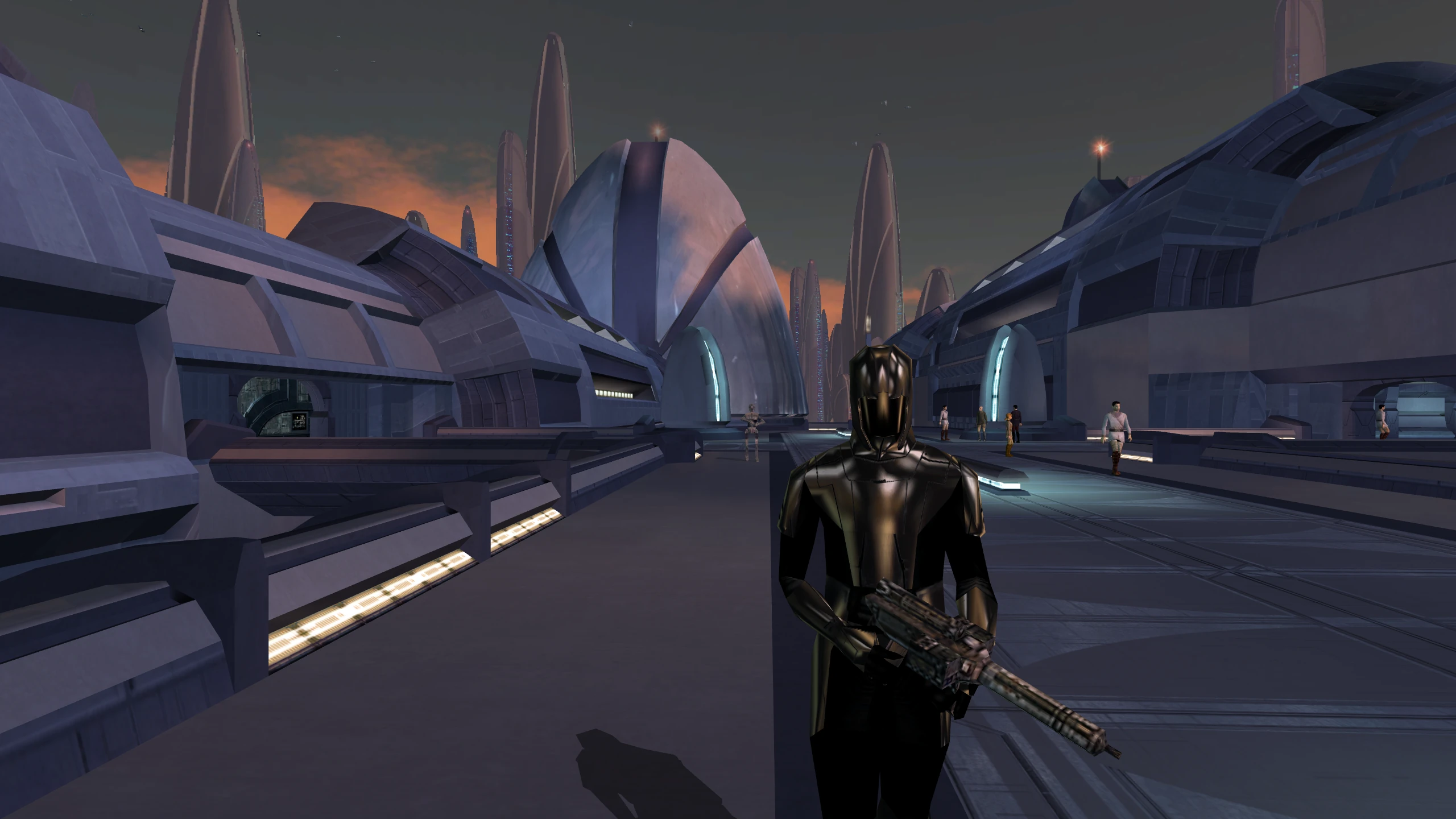 A Sith soldier on Taris, lighting is flat on the armour.
